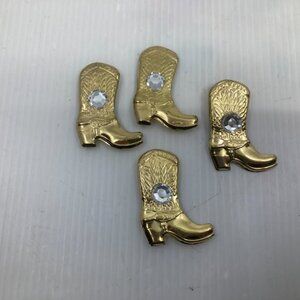 Vtg 1990 gold tone western cowboy boots 4 button cover
